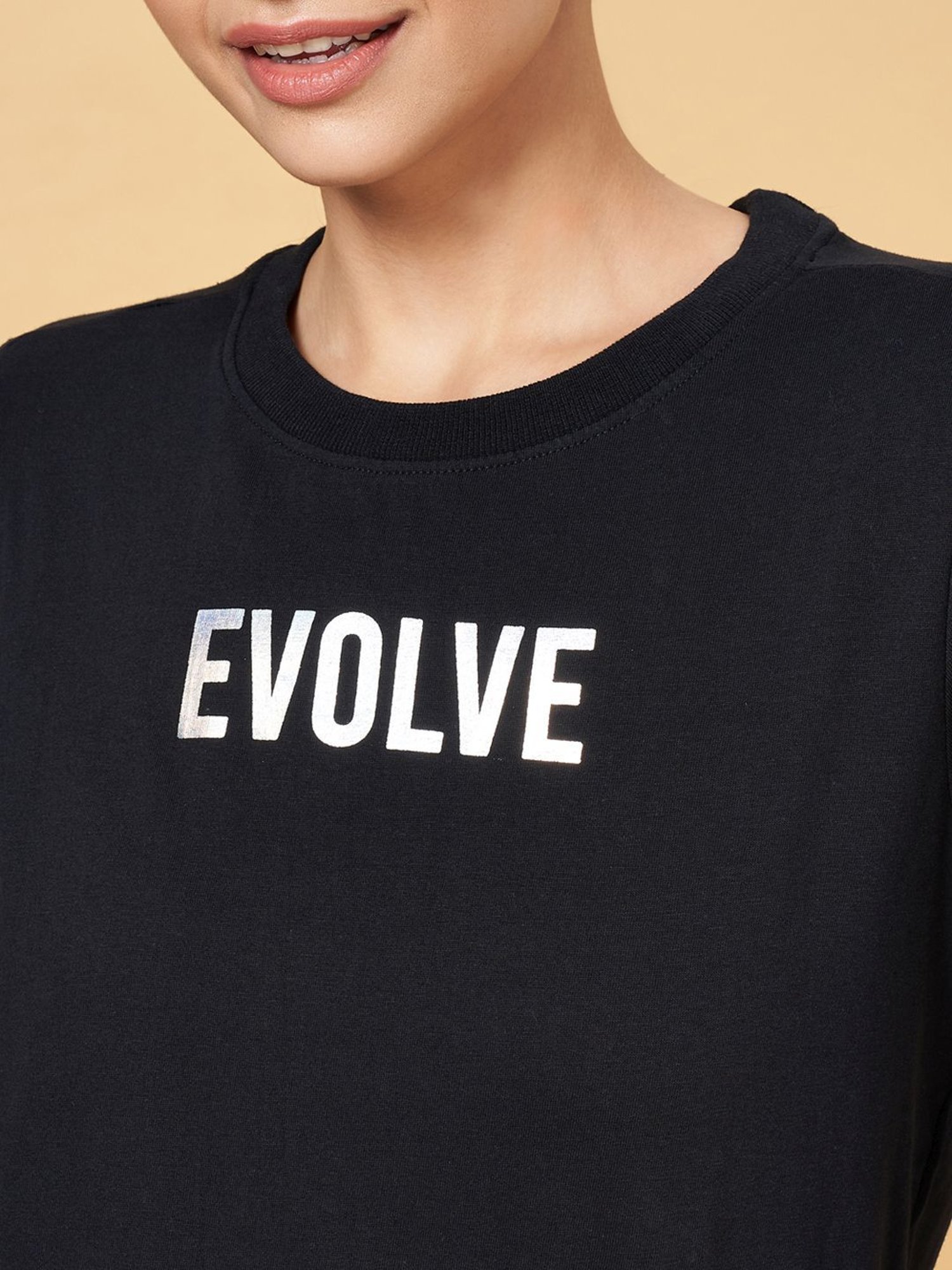 Ajile by Pantaloons Black Cotton Sports T-Shirt