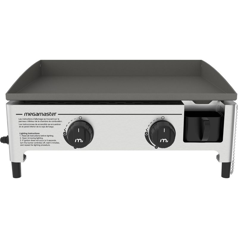 Megamaster 820-0054FSP Portable 2 Burner Griddle Tabletop with Stainless Steel Spatula