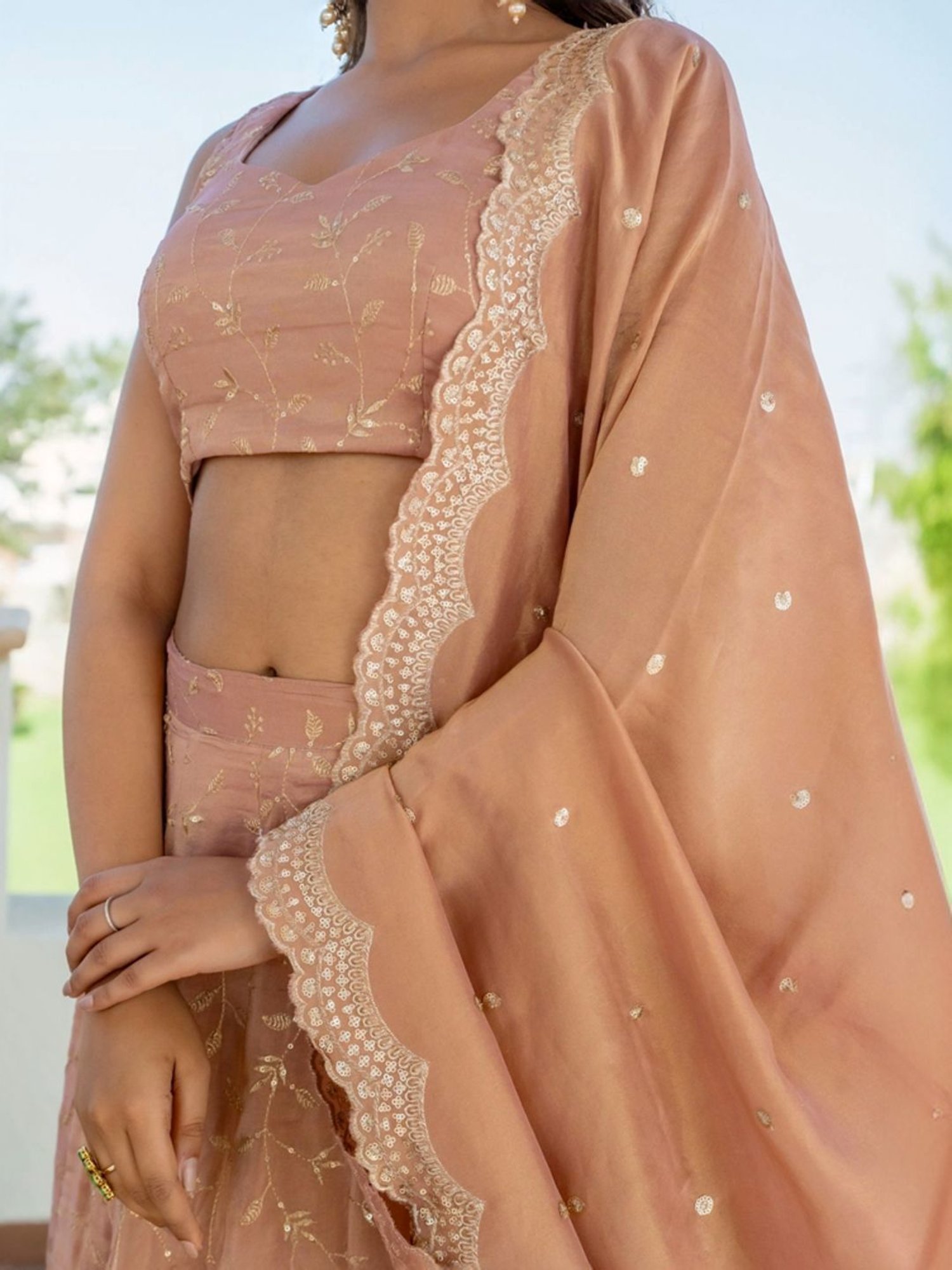 HOUSE OF JAMOTI Pink Embroidered Lehenga Choli Set With Dupatta