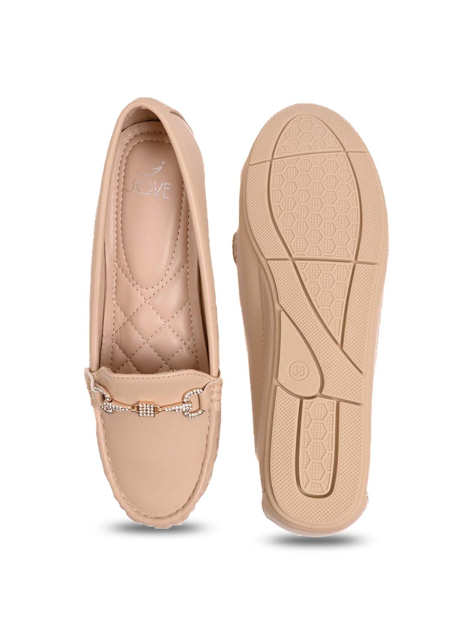 Jove Women's Beige Casual Loafers