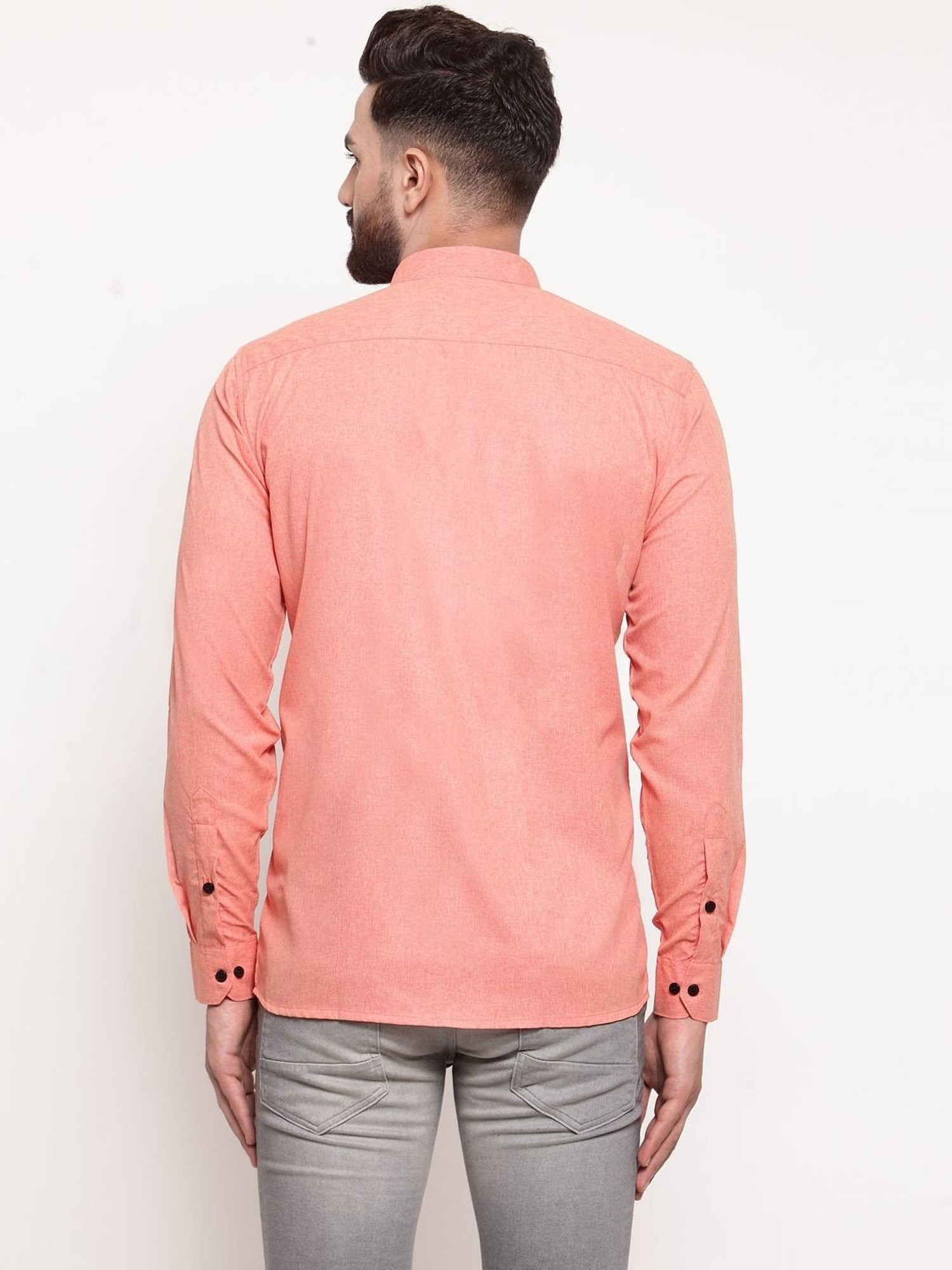 Jainish Peach Cotton Regular Fit Shirt