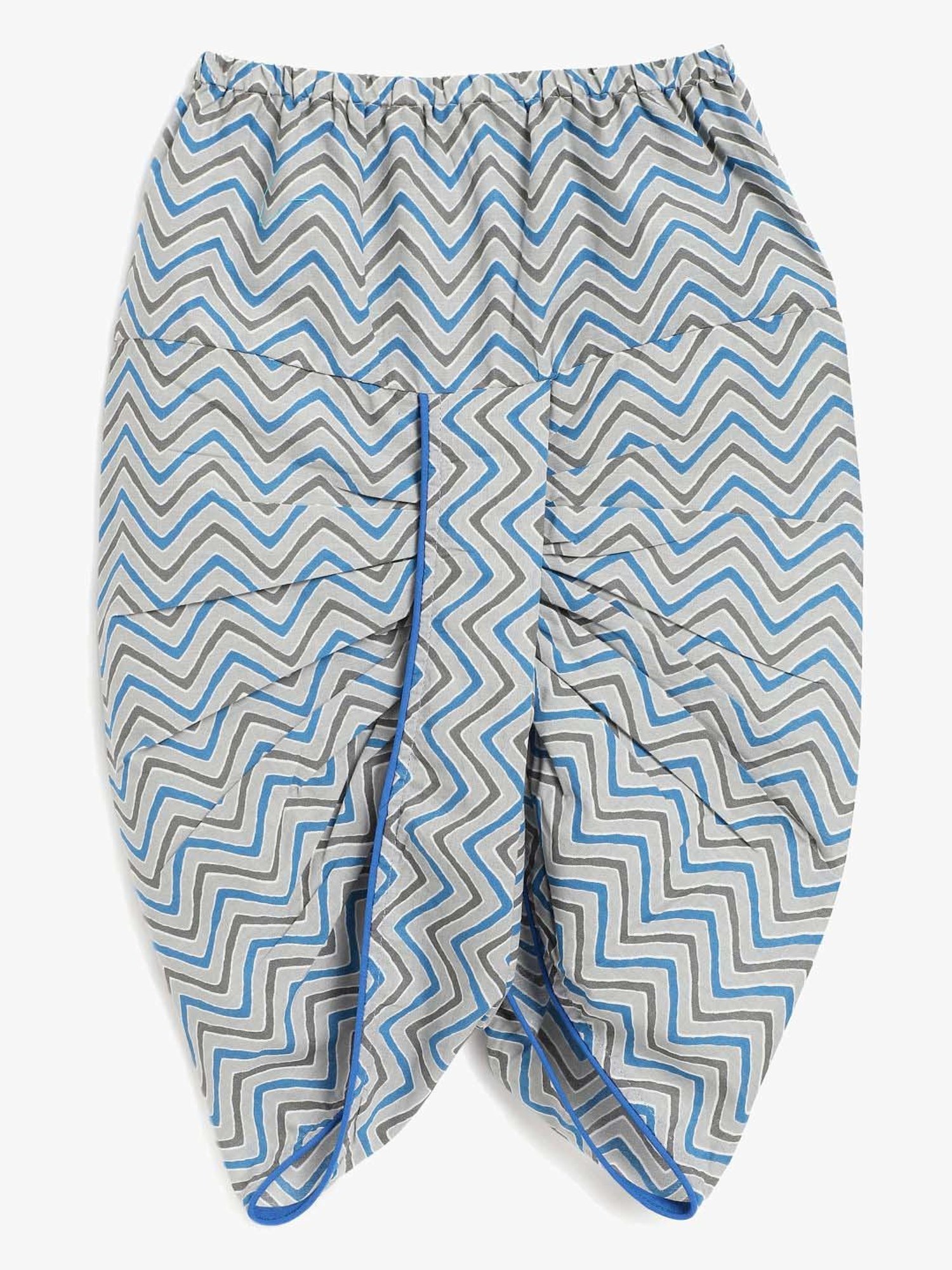 Campana Kids White & Blue Cotton Printed Full Sleeves Kurta & Dhoti