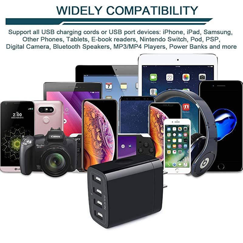 Wall Charger USB Charger Adapter  48A 4Multi Port Fast Charging Station Power Base Block Plug Cube Brick for Phone 11Pro MaxXRXS MAX87 Plus Samsung A10eNote 10+S10 Kindle Fire USB Plug