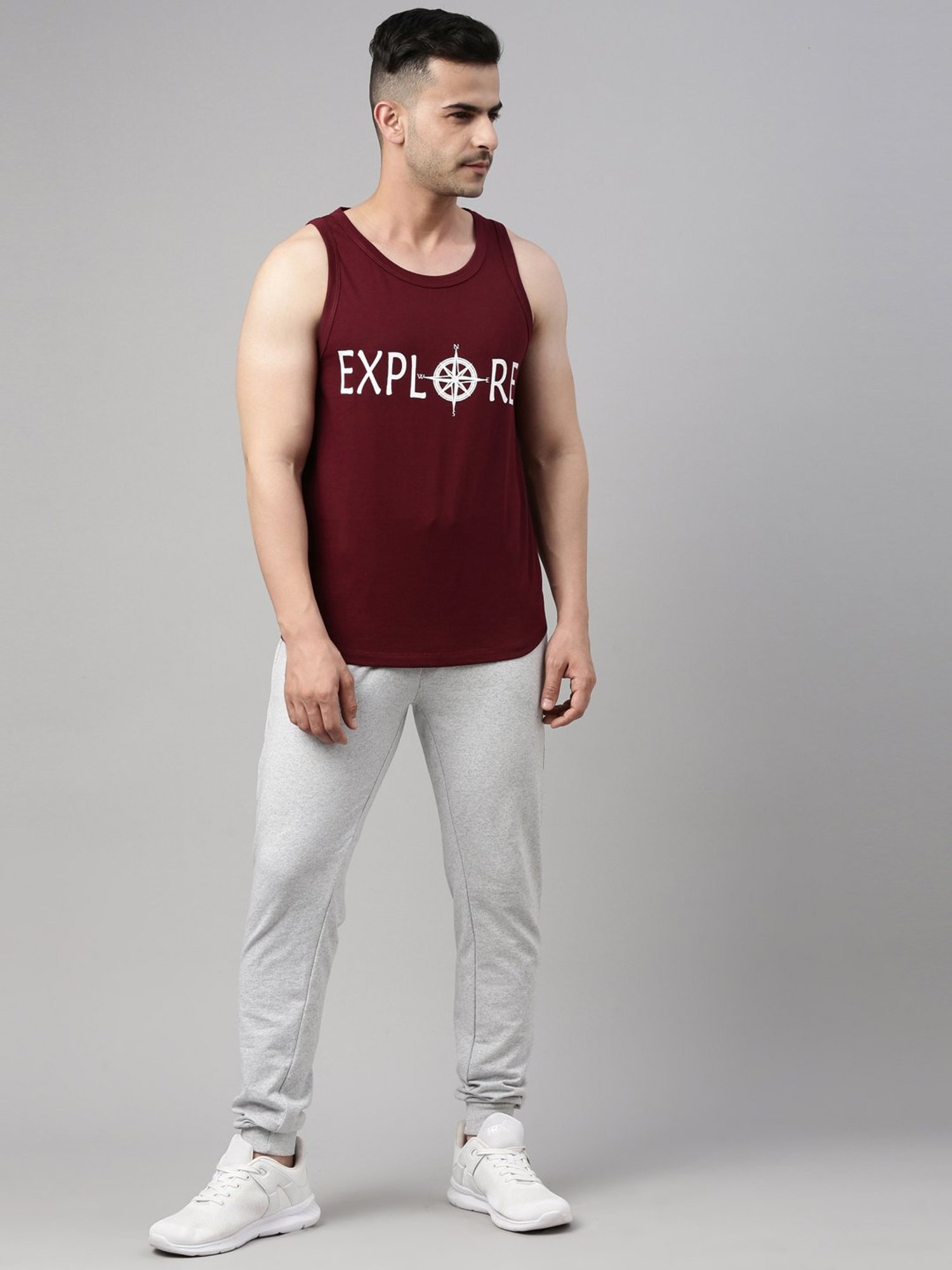 Bushirt Maroon Printed Cotton Vest