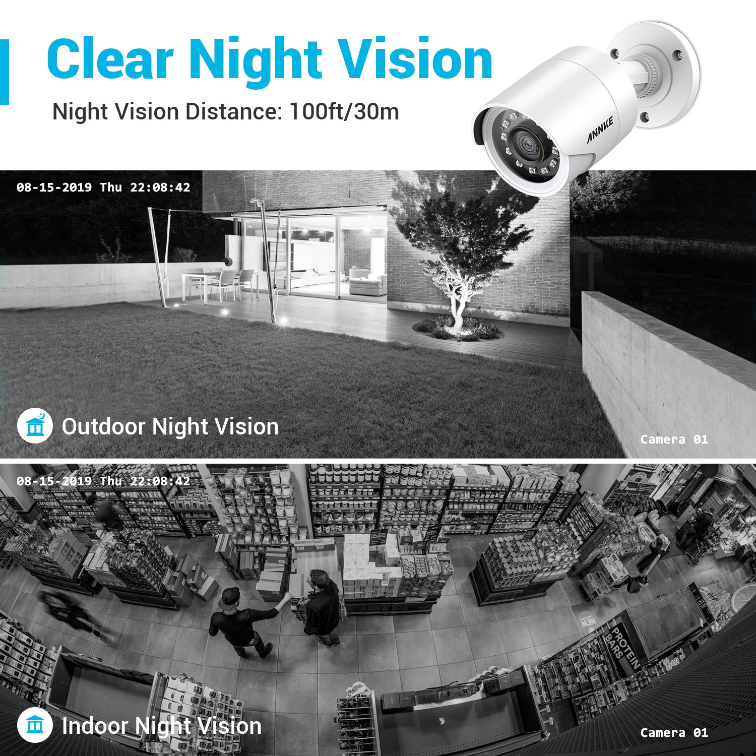 ANNKE 8 Channel CCTV Security Camera System 3MP 5-in-1 DVR with 4&times;1080P HD Weatherproof Cameras with 2TB