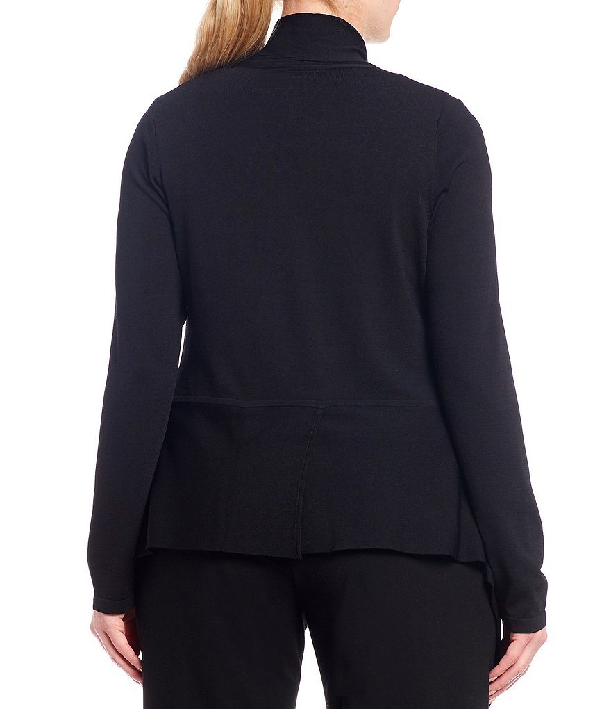 Ruby Rd. Plus Size Ombre Striped 3/4 Sleeve Button Front Long Cardigan