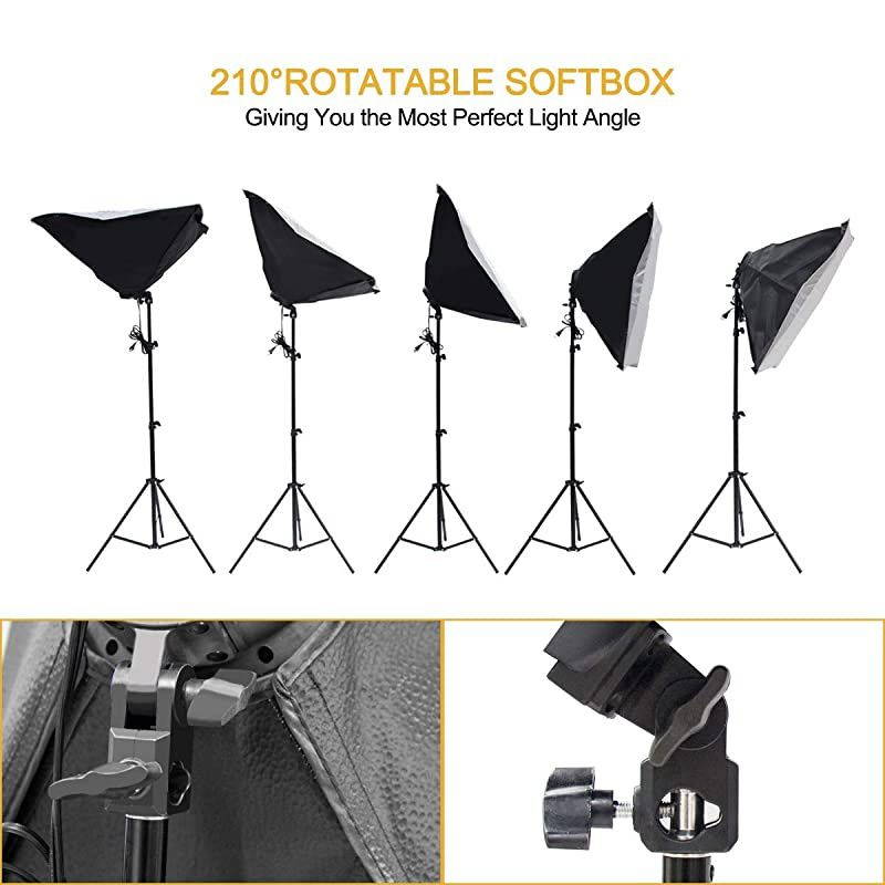 Photography Lighting Kit, 10ft x 6.6ft/2M x 3M Background Support System with 3 Color Backdrop, 3 Umbrella, 3 Softbox, Continuous Lighting Backdrop Kit for Photo Video Shooting