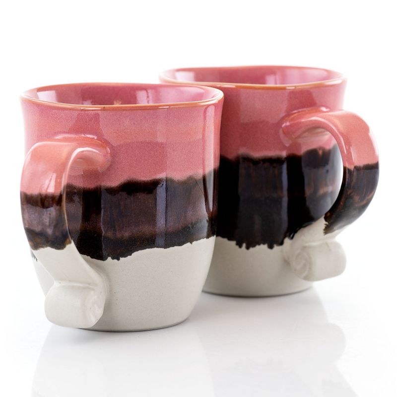 Meritage Twist 4 Piece 17 Ounce Round Stoneware Cup Set in Red