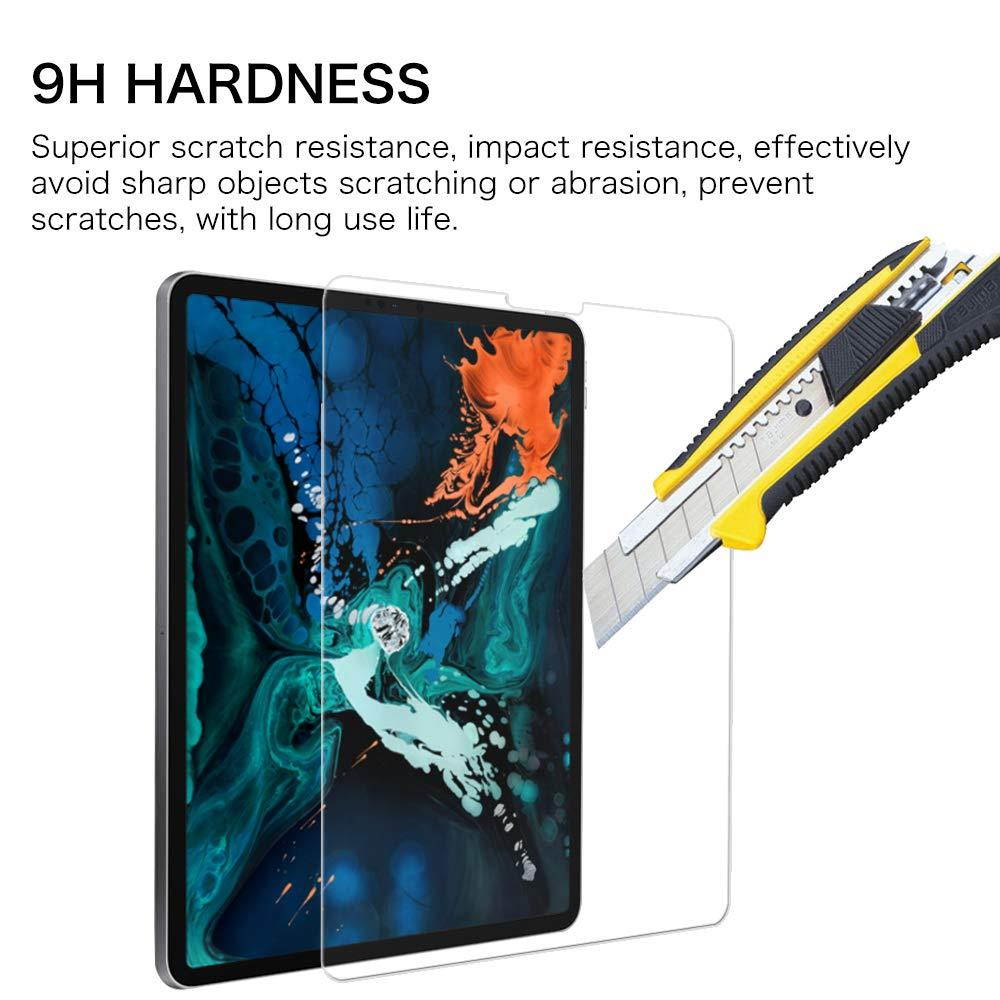 Fintie Tempered Glass Screen Protector for iPad Pro 12.9 3rd Gen 2018, [Support Face ID] Anti Scratch Premium HD Clear 9H Hardness for All Screen iPad Pro 12.9 inch 2018