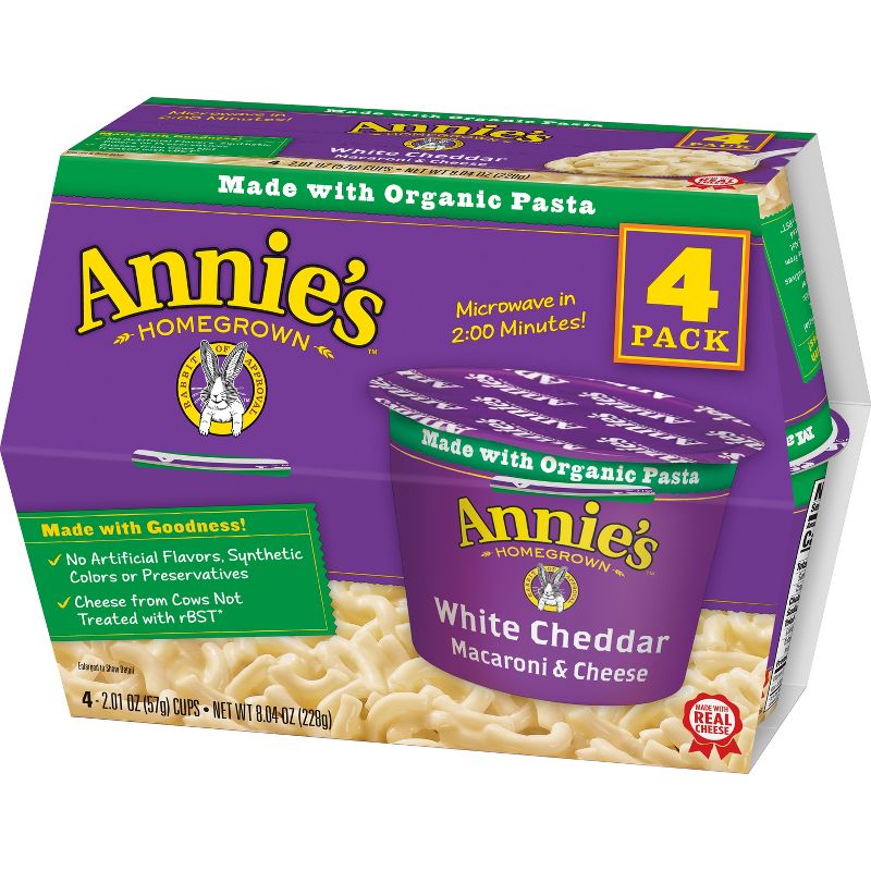 Annie's White Cheddar Microwavable Macaroni & Cheese Cup 4 ct