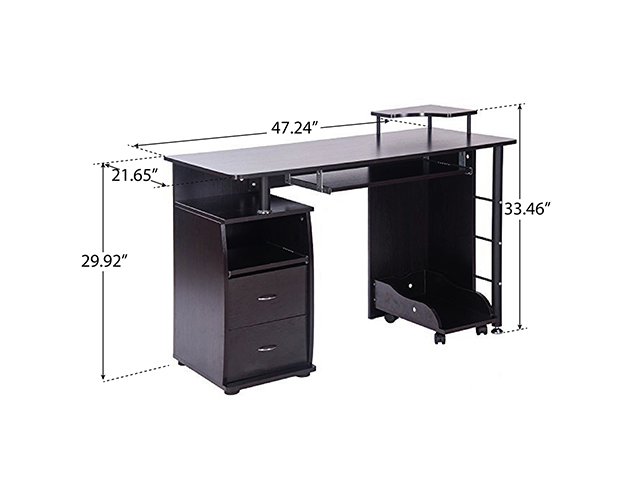 Home Office Computer Desk Gaming Desk Home Office Desk Computer Desk Study Workstation Furniture Table with Keyboard Tray and Drawers ,Black,GT39