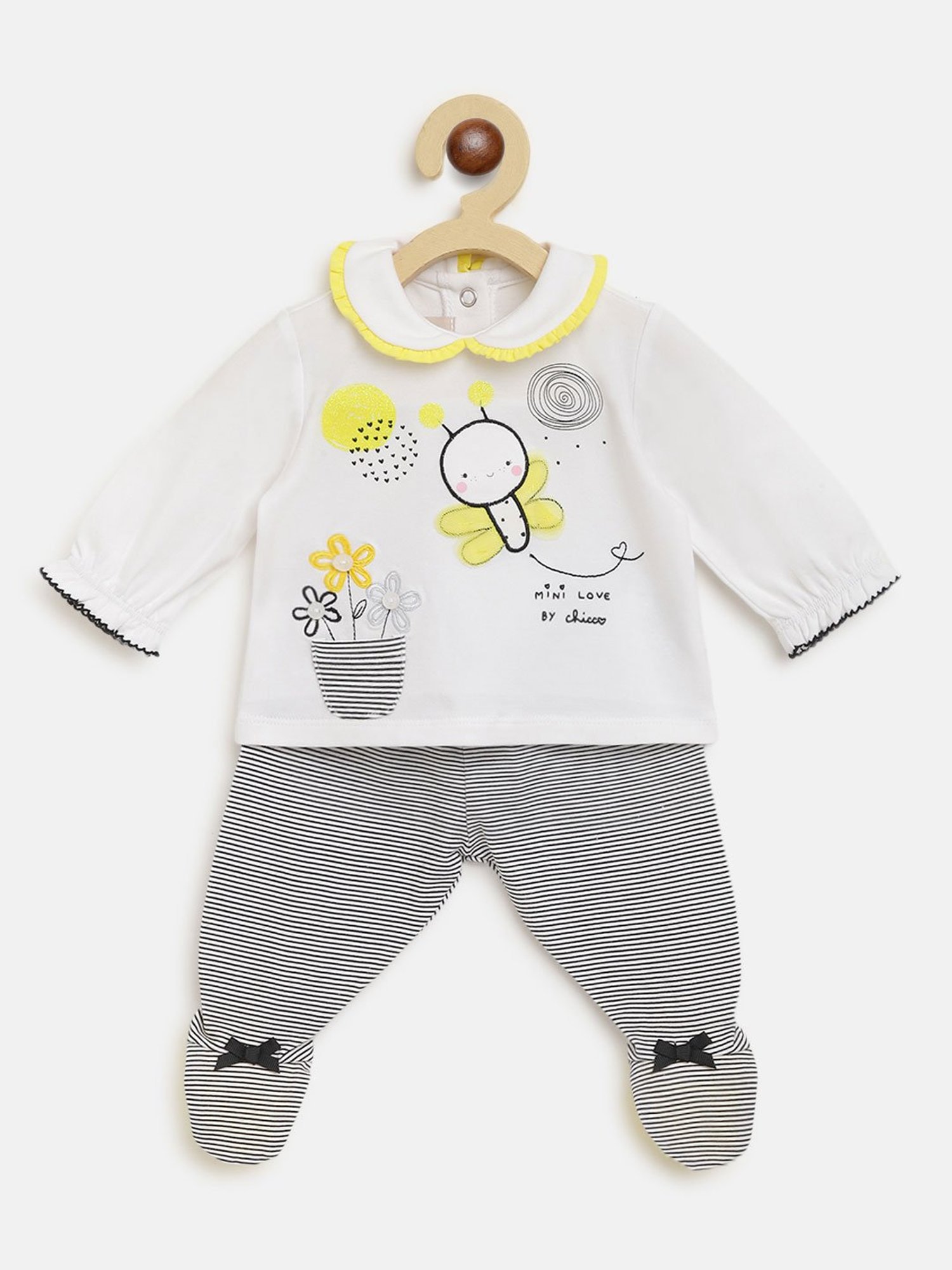 Chicco Kids White & Black Printed Top with Leggings