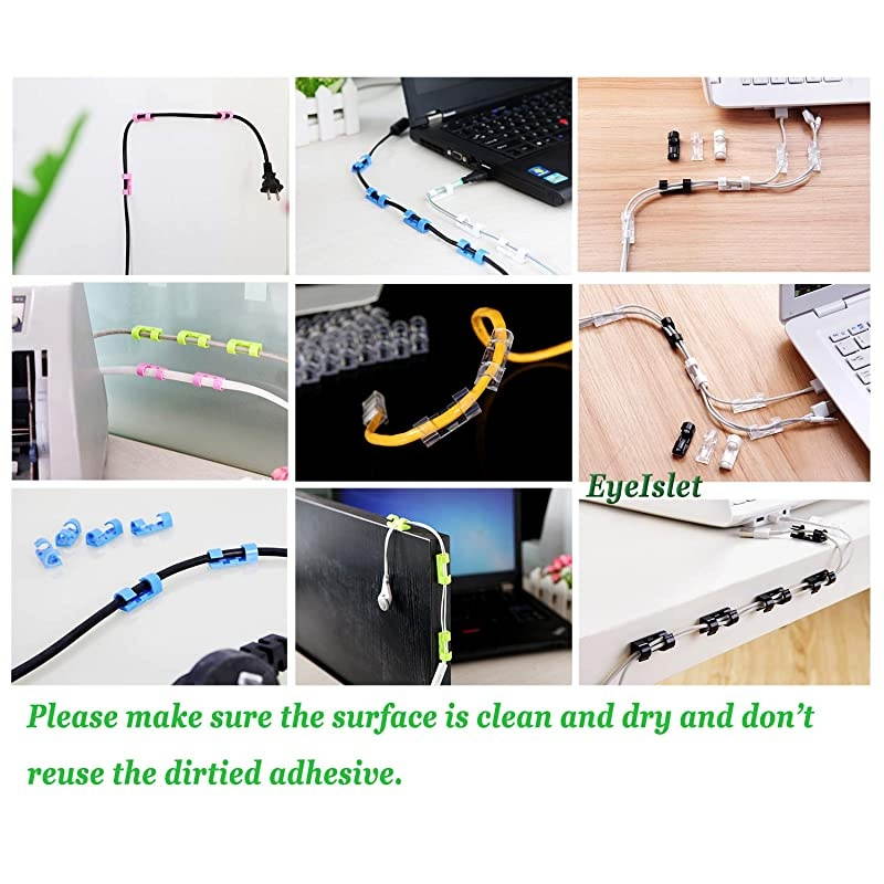 Cable Clips Organizer Drop Wire Holder Cord Management Pack of 20 White