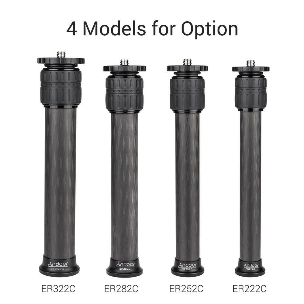 Andoer ER222C 22mm Tube Diameter Carbon Fiber Tripod Extender 2-Section Center Column Extension Tube Compatible with Zhiyun FeiyuTech hohem Handheld Gimbals All Tripods Max. Load Capacity 5kg