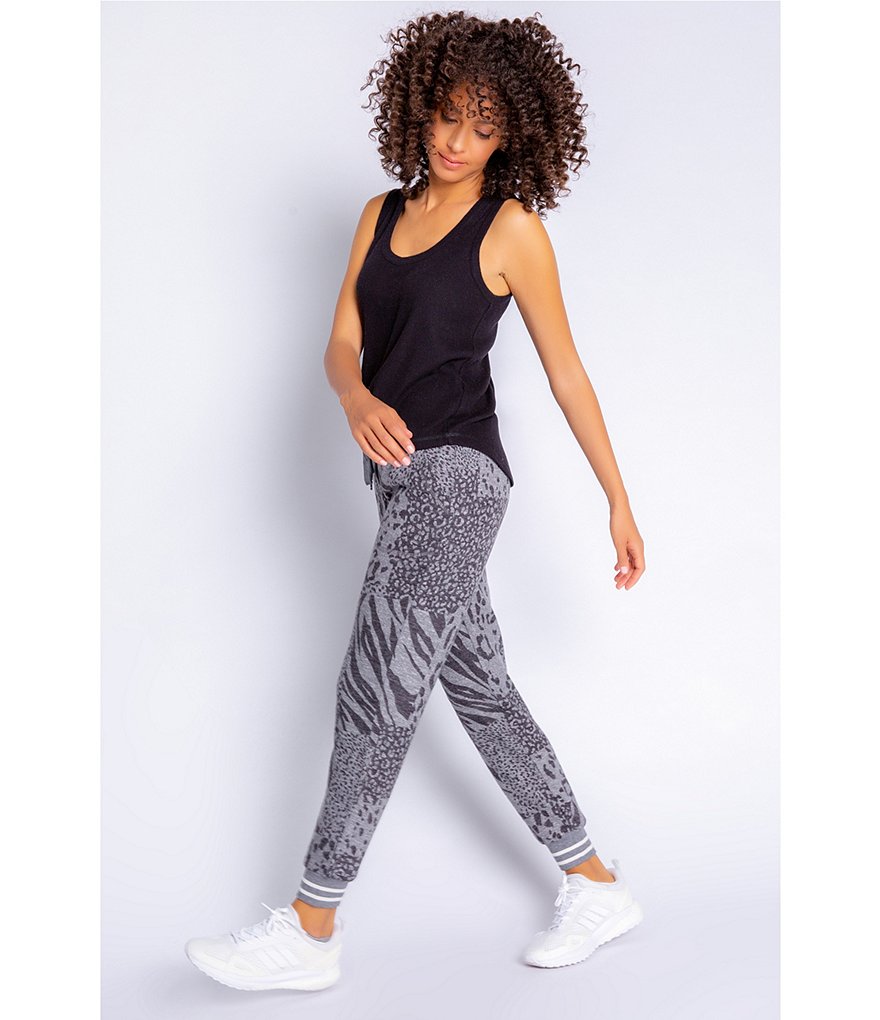 PJ Salvage Animal Patch Print Knit Coordinating Lounge Joggers