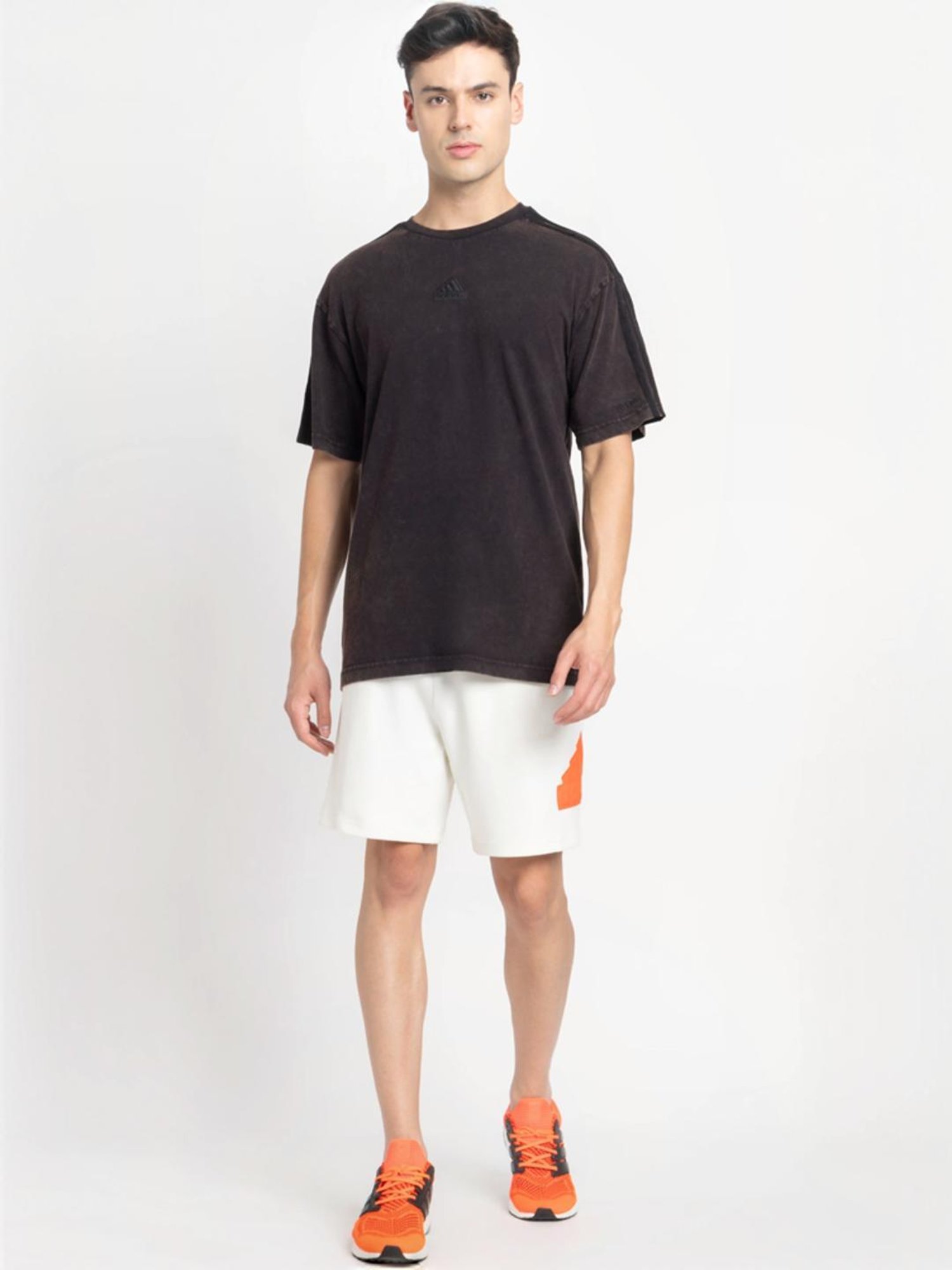 Adidas Black Cotton Regular Fit Texture Sports T-Shirt