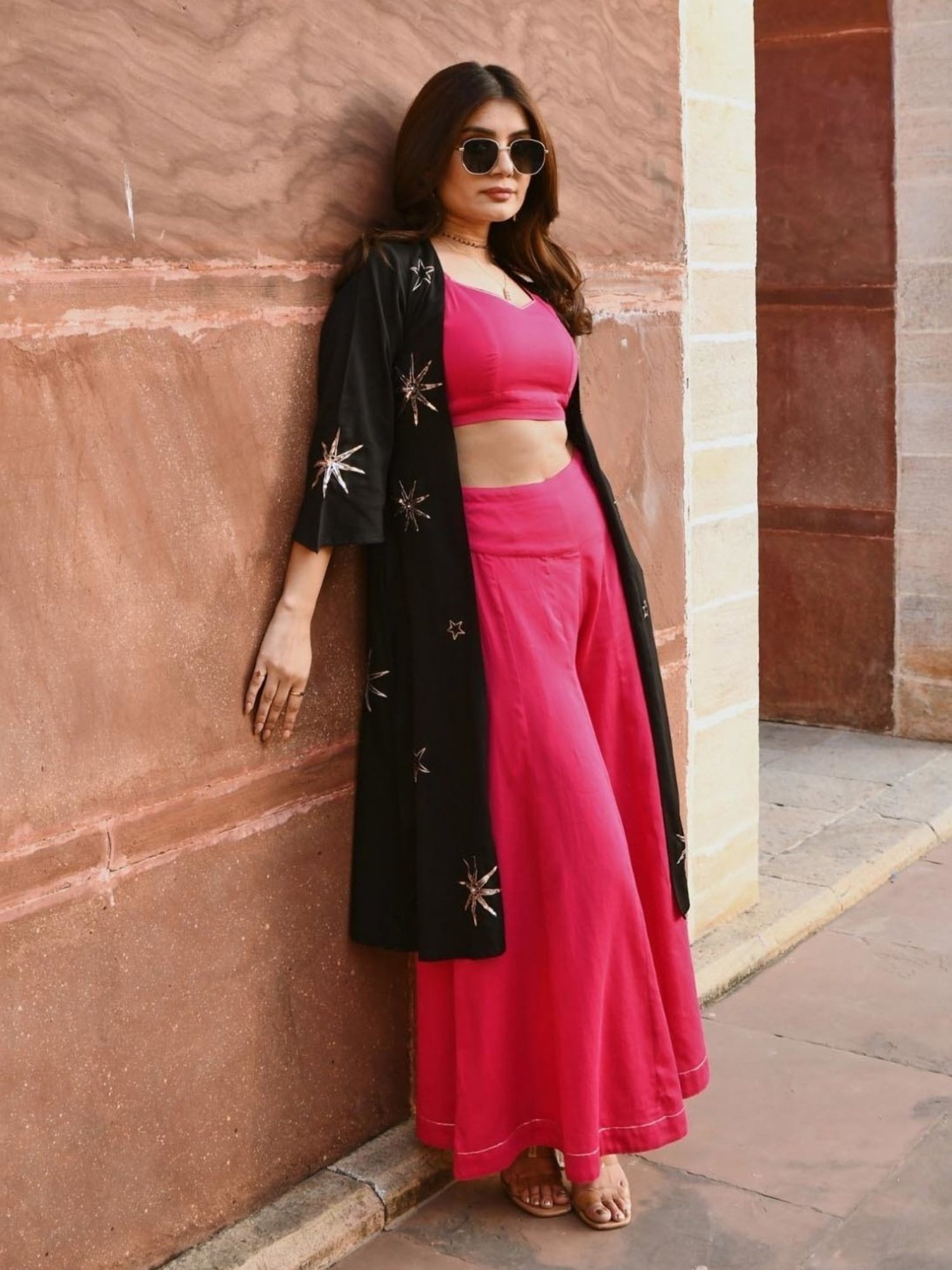 Gulaal Pink Ashi Flared Palazzo