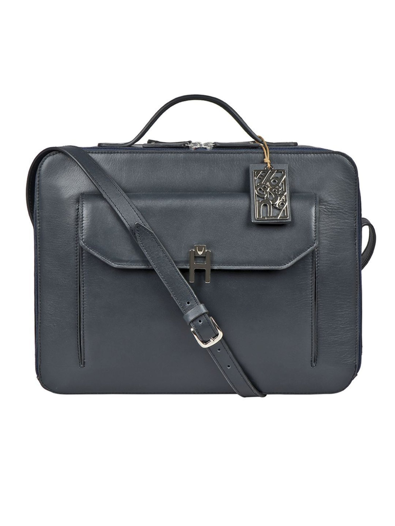 Hidesign IBIZA Blue Solid Medium Laptop Handbag