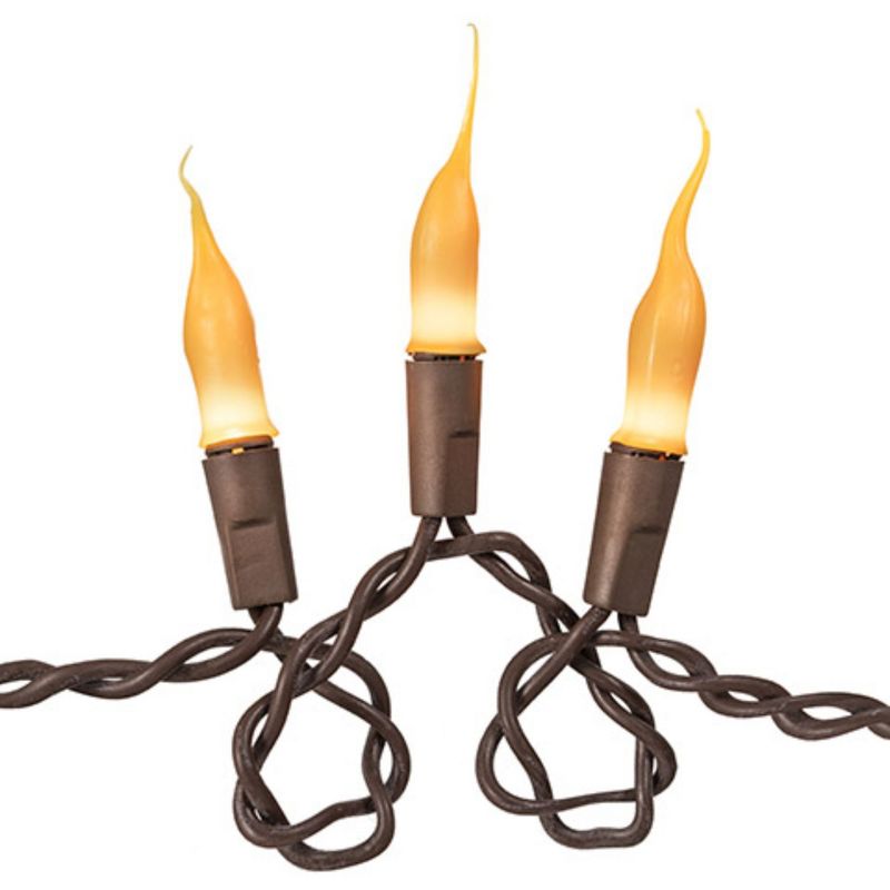 Darice 20ct Mini Silicone Flame Bulb String Lights Amber - 6.5' Brown Wire