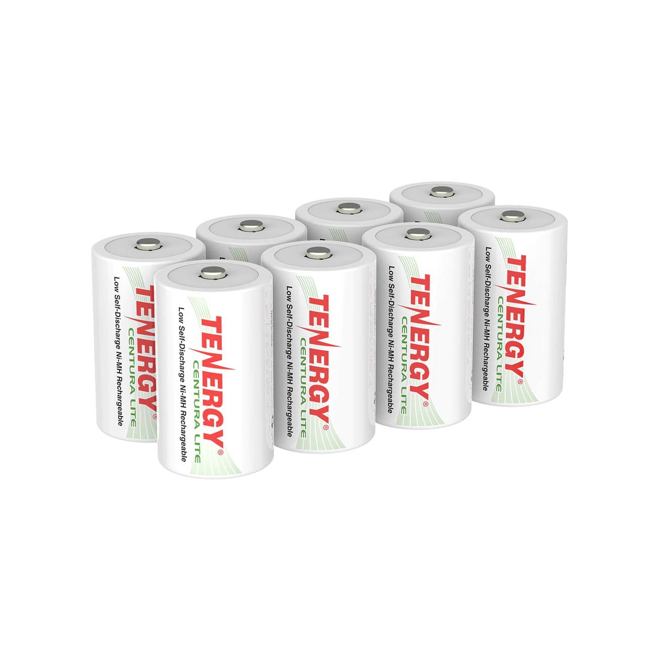 8pcs Tenergy Centura Lite NiMH D 1.2V 3000mAh Rechargeable Batteries