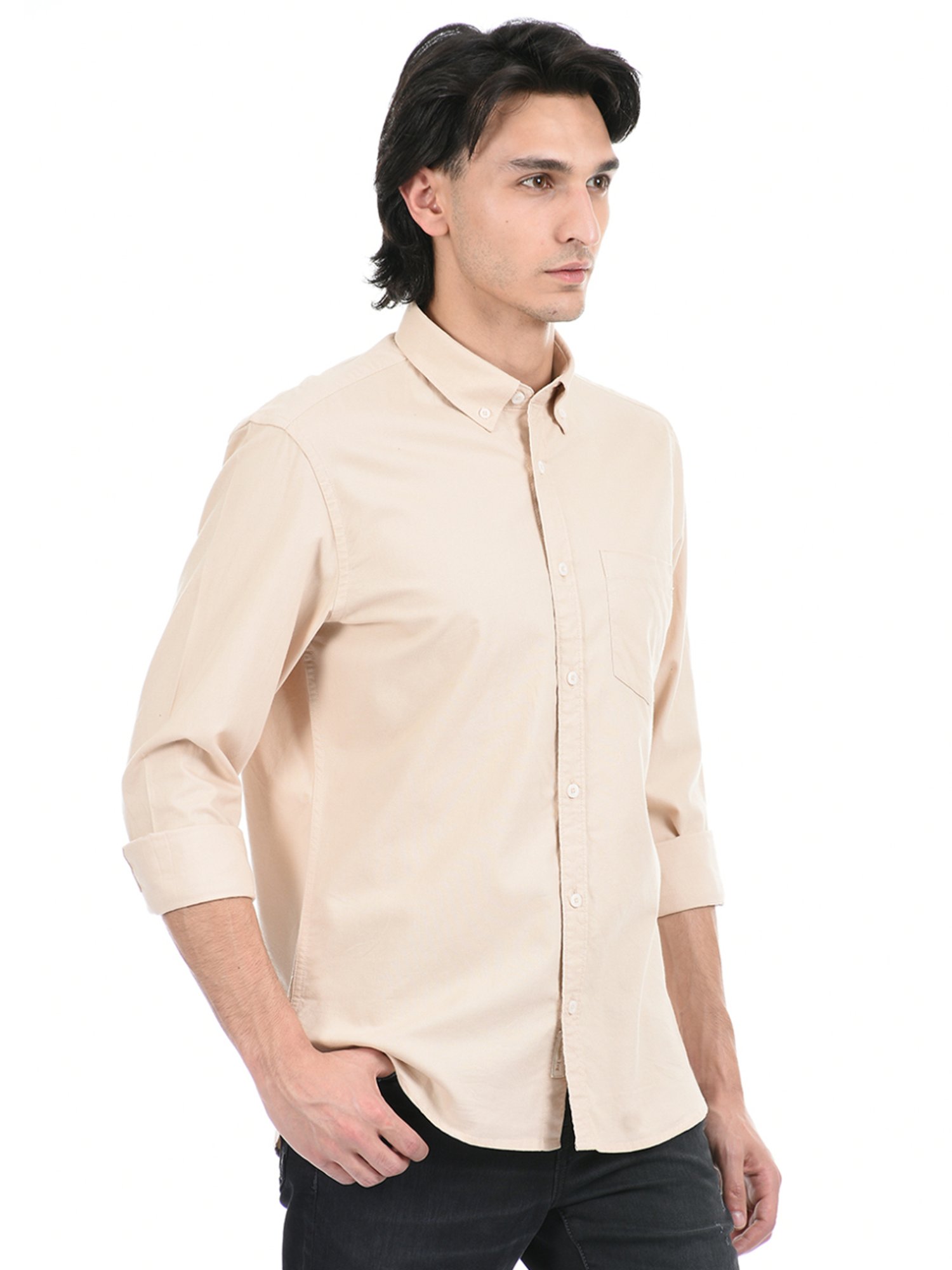 London Fog Beige Regular Fit Shirts
