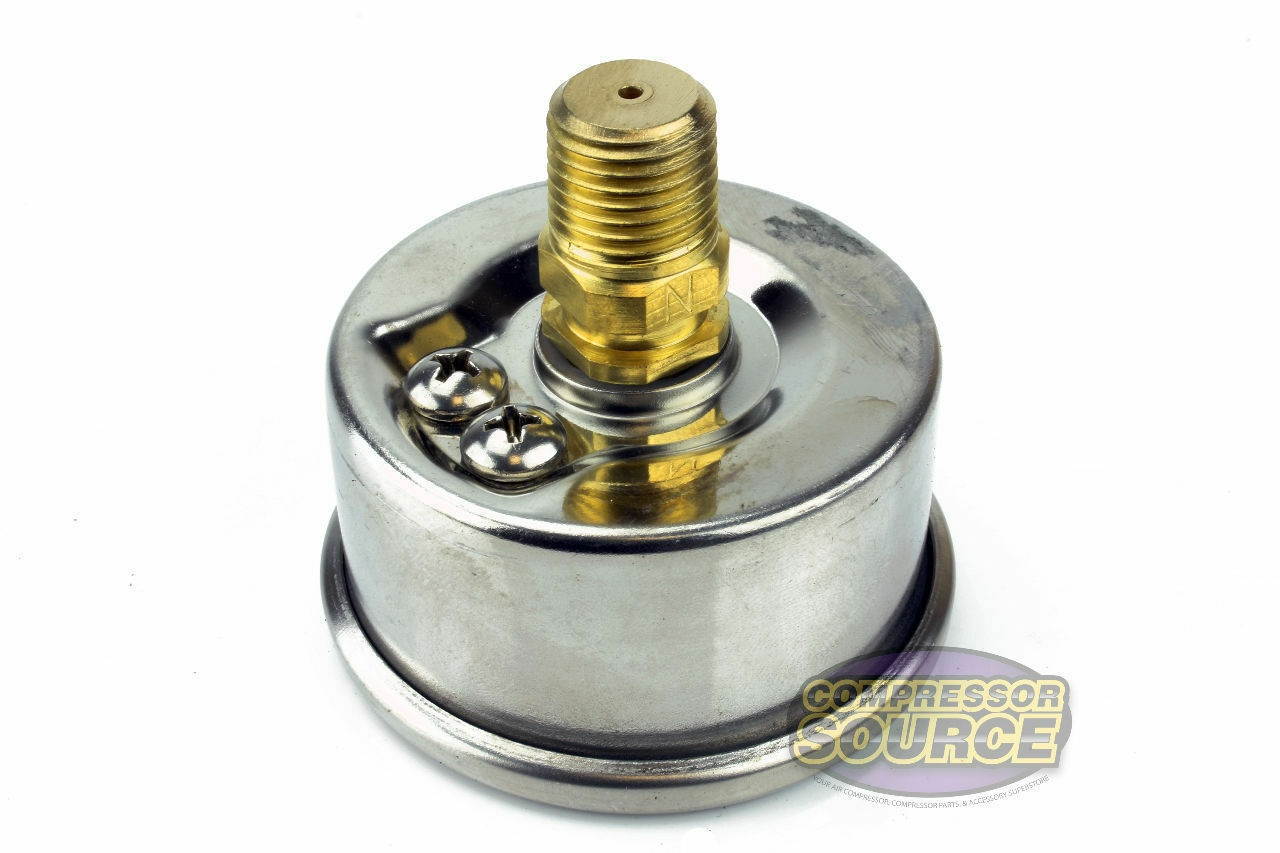 2" Back Mount 1/4 Liquid Filled 200 PSI Compressed Air Compressor Pressure Gauge
