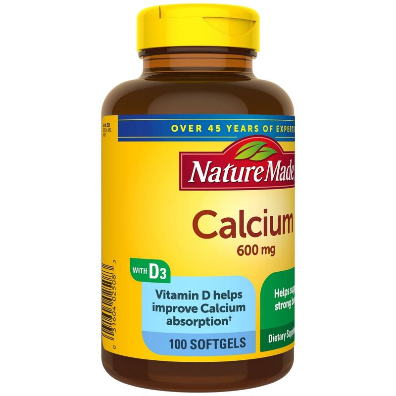 Nature Made Calcium 600 mg Softgels with Vitamin D3 - 100ct