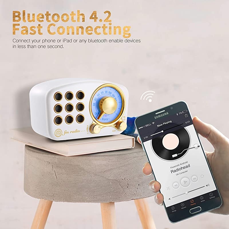 Bluetooth Speaker FM Vintage Radio with Loud Volume Strong Bass Enhancement Bluetooth 42 Wireless Connection TF Card amp MP3 Player