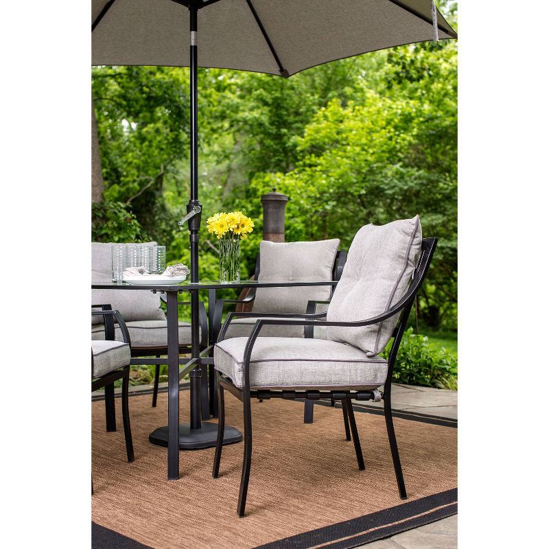 Hanover Lavallette 8pc Outdoor Dining Set with Table Umbrella and Base