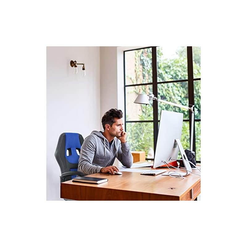 Office Chair Cheap Desk Chair PC Gaming Chair Rolling PU Leather Swivel Chair Executive Computer Chair Lumbar Support for Women, Men(Blue)