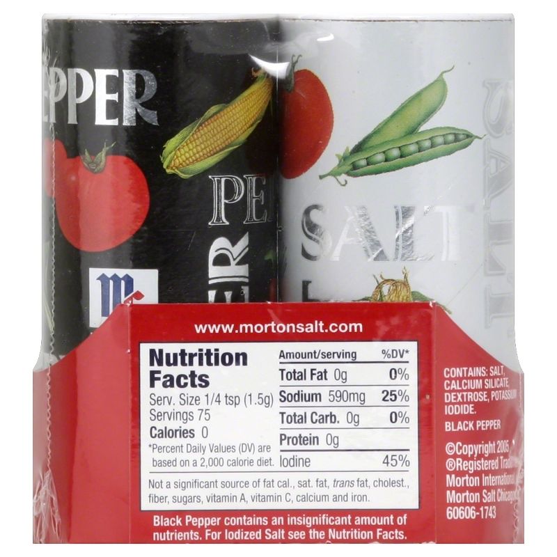 Morton Iodized Salt & Pepper Shakers - 5.25oz