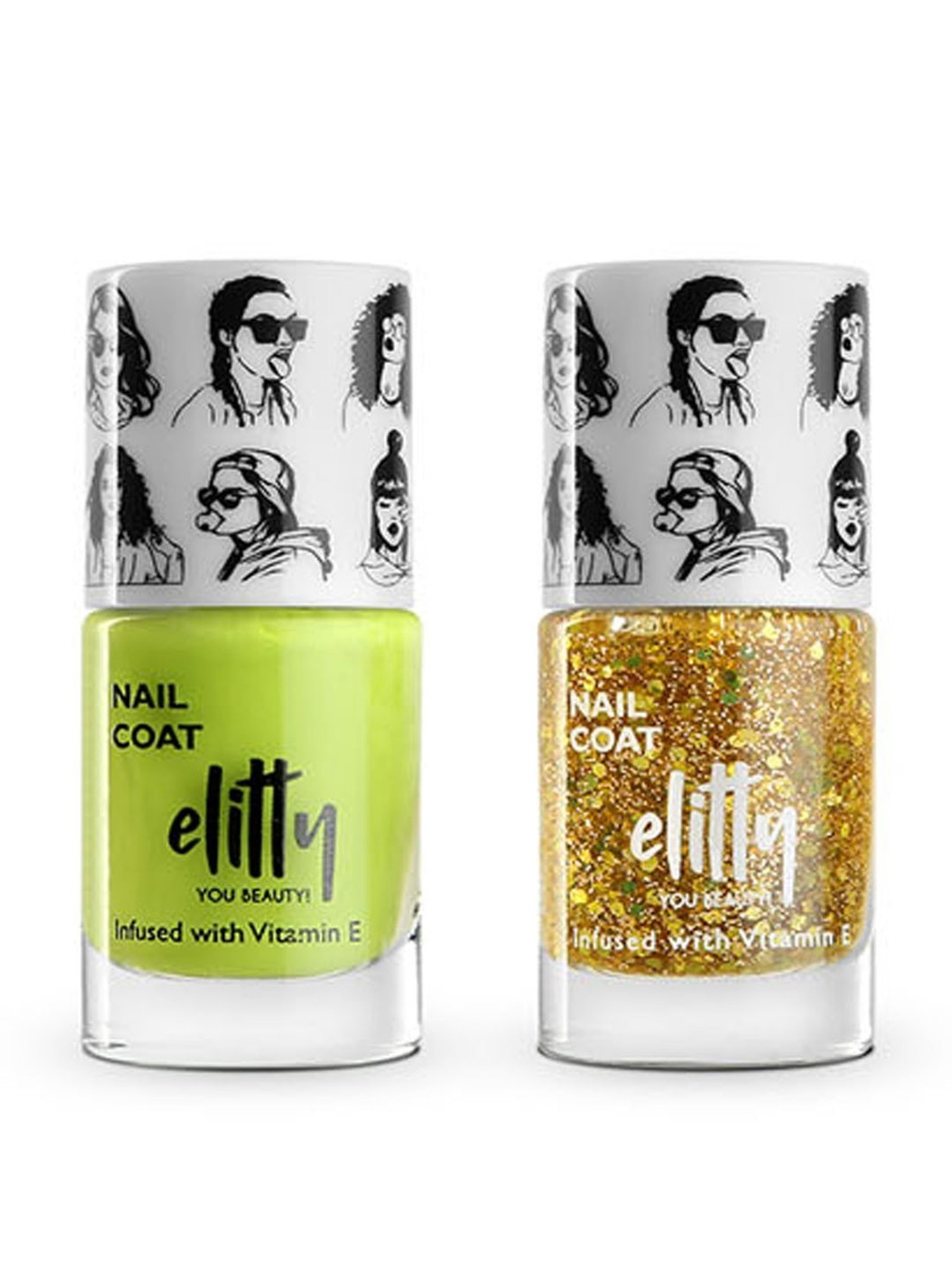 Elitty Mad Over Nails Nail Polish Hustling Combo - Pack of 2 - Green Flags Only, Golden Hour