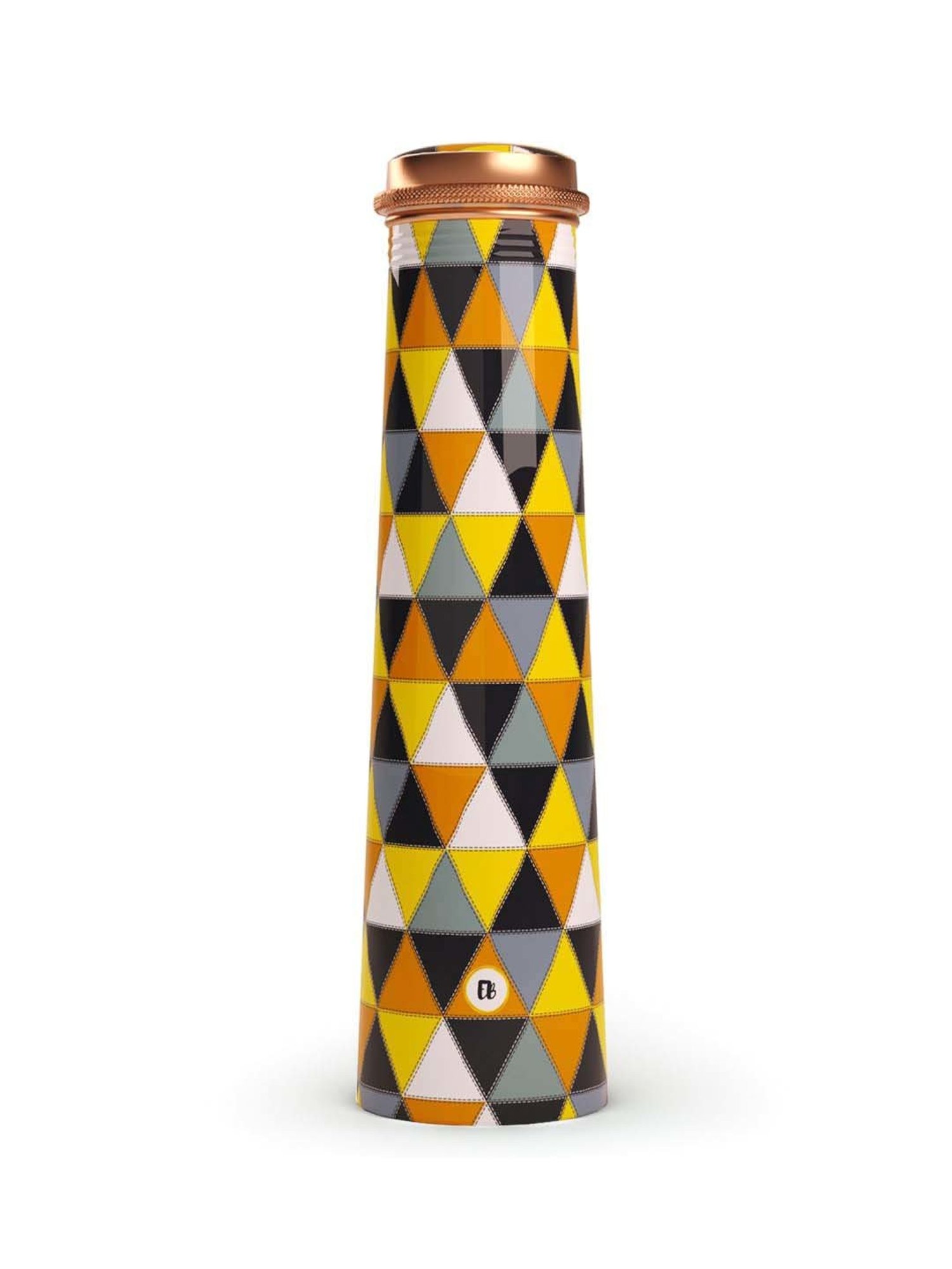 Everything Beautiful Yellow & Black Copper Water Bottle - Slim (0.75 L)