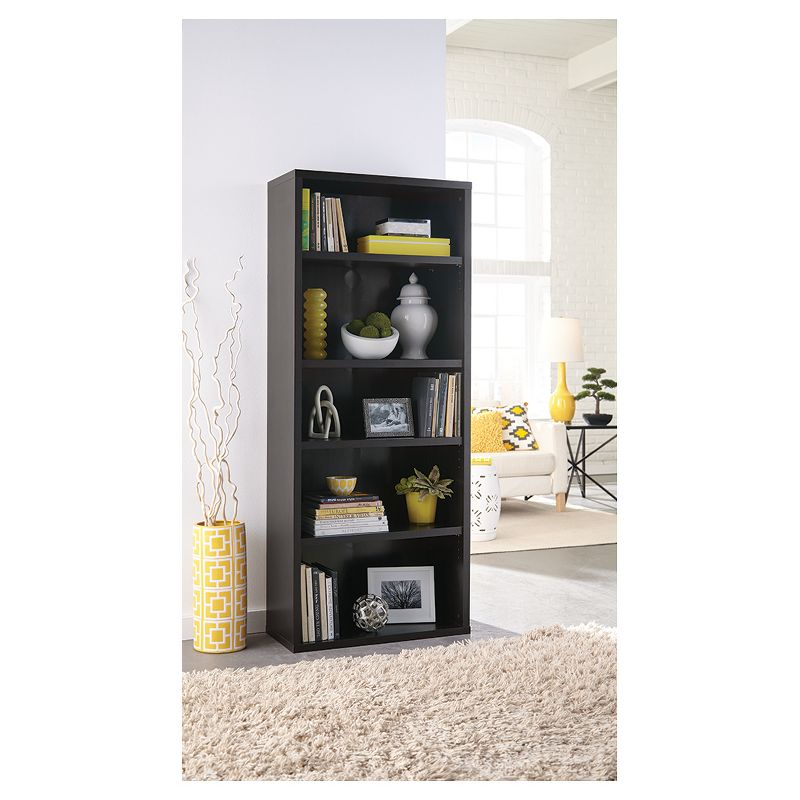 72.77" 5 Shelf Bookcase Black/Walnut - ClosetMaid