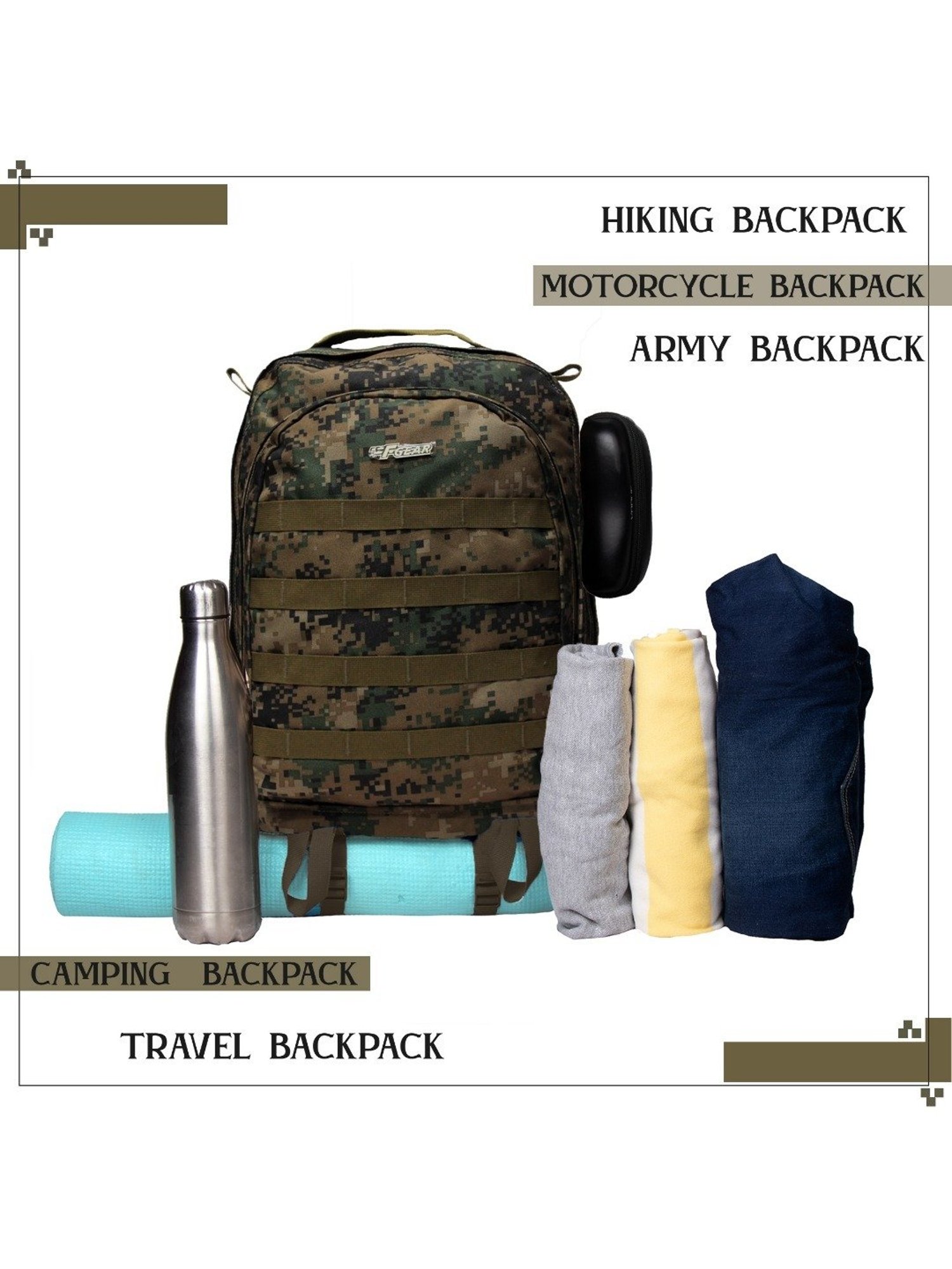 F Gear Tricoder 32 Ltrs Marpat Khaki Camo Medium Backpack