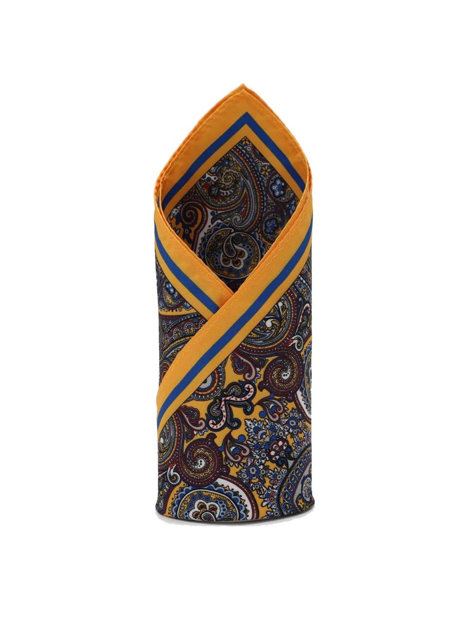 CHOKORE Brown and Yellow Plaid Pocket Square