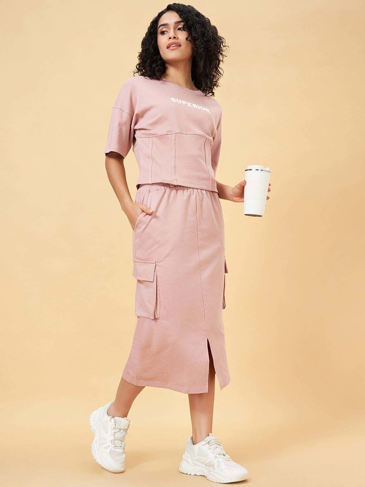 Ajile by Pantaloons Pink Cotton Printed T-Shirt