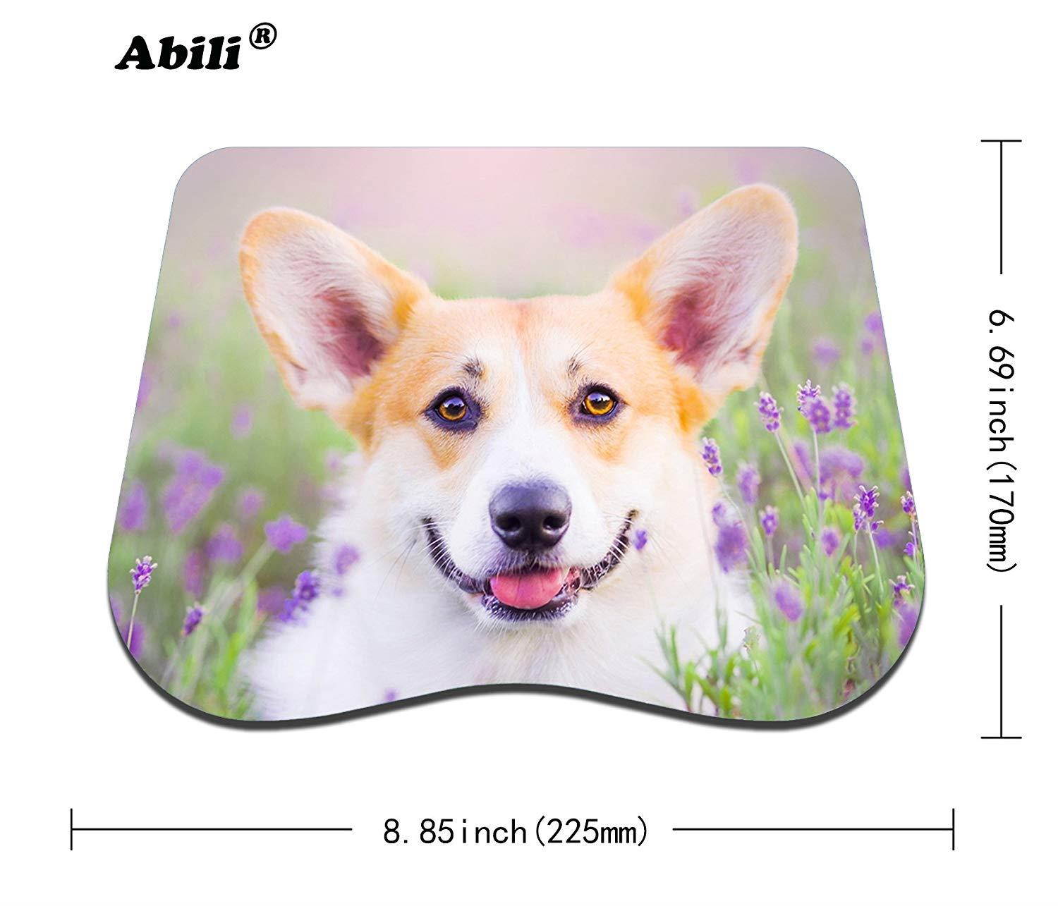 Cute Corgi Dog Mouse Pad Curve Mosue Pad Gaming Mouse Pad Non-Slip Mouse Pad for Girls (Cute Dog and Lavender)