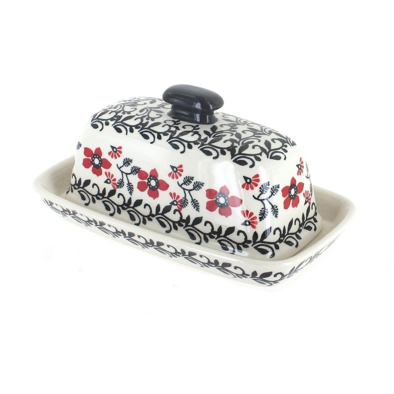 Blue Rose Polish Pottery Scarlett Ivy Butter Dish