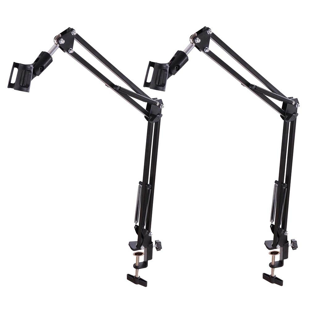 2x Mic Microphone Suspension Boom Scissor Arm Stand Holder Adjustable Studio Broadcast DJ NB-35