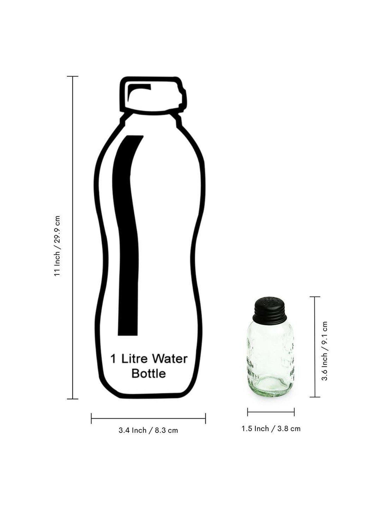 ExclusiveLane Transparent & Black Glass Mason Bottle Salt & Pepper Shakers Set