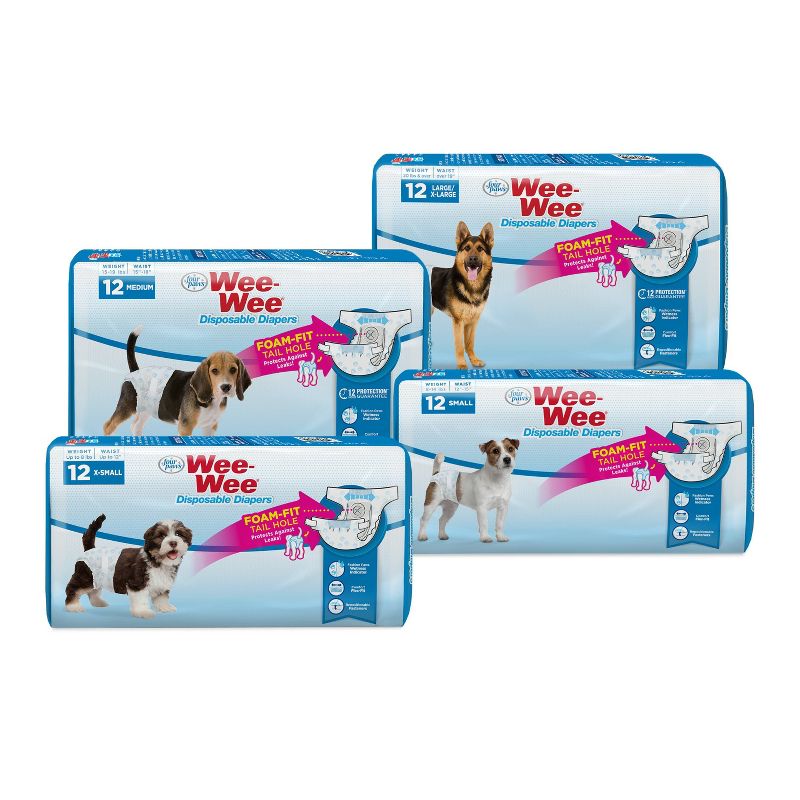 Four Paws Wee-Wee Disposable Dog Diapers - 12ct - L/XL