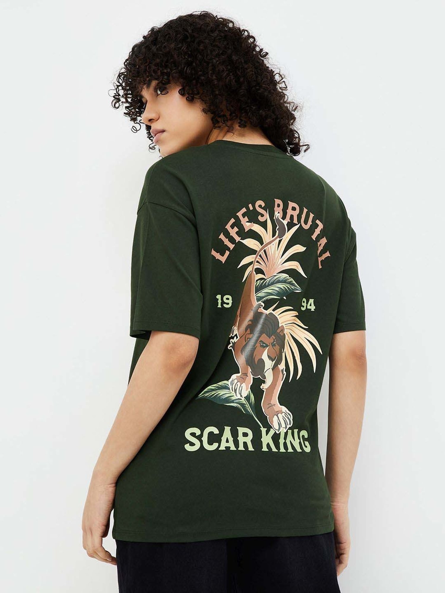 Ginger by Lifestyle Green Cotton Printed T-Shirt