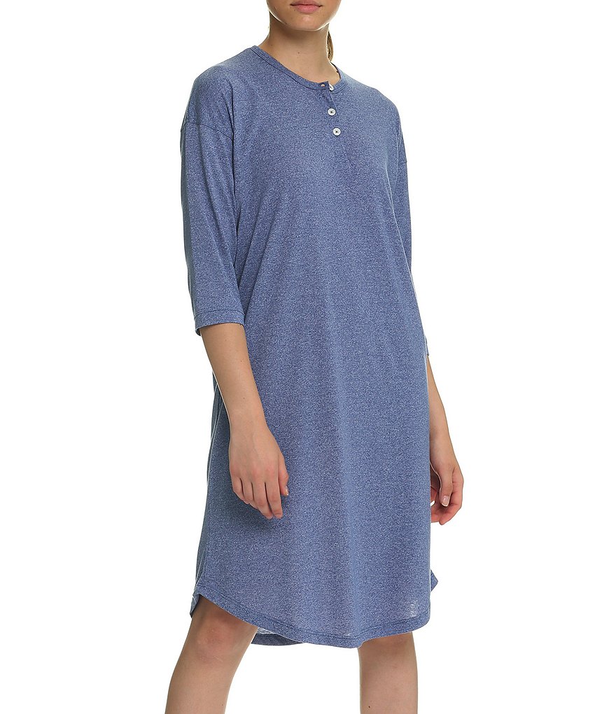 Papinelle Unwind Marled Henley 3/4 Sleeve Sleepshirt