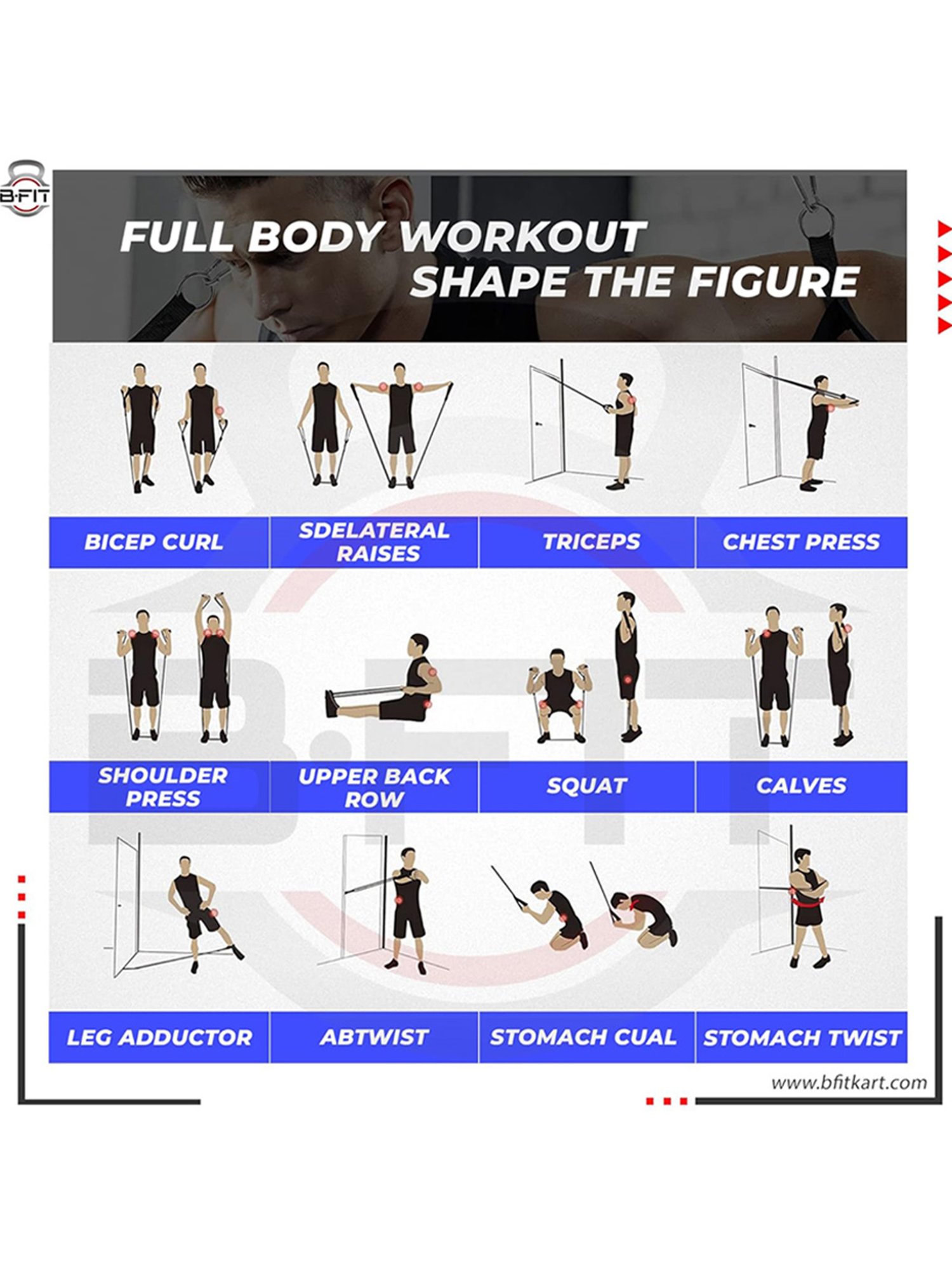 B Fit Heavy Resistance Tubes Set (Multicolor)