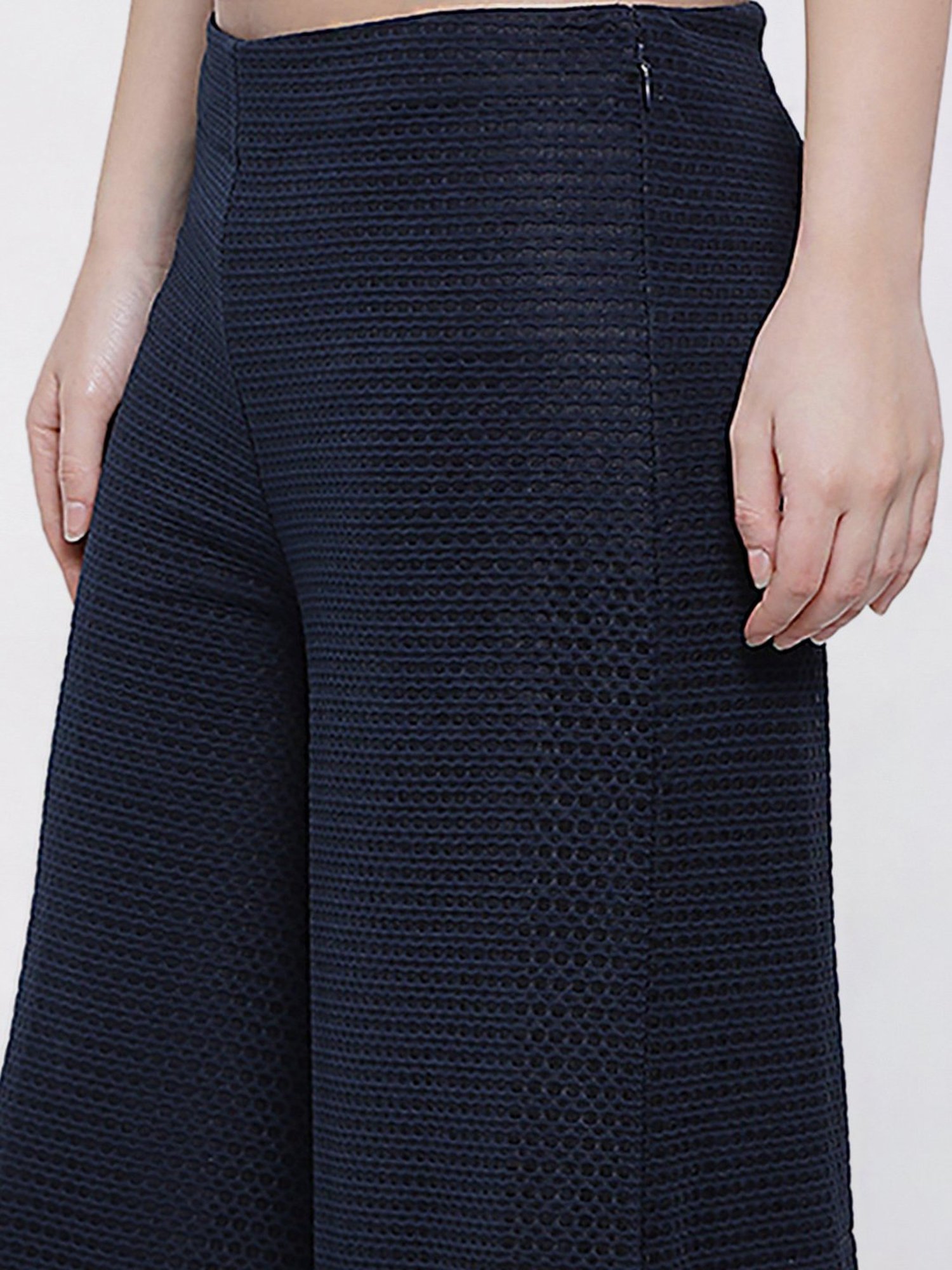 Office & You Navy Square Lycra Palazzo