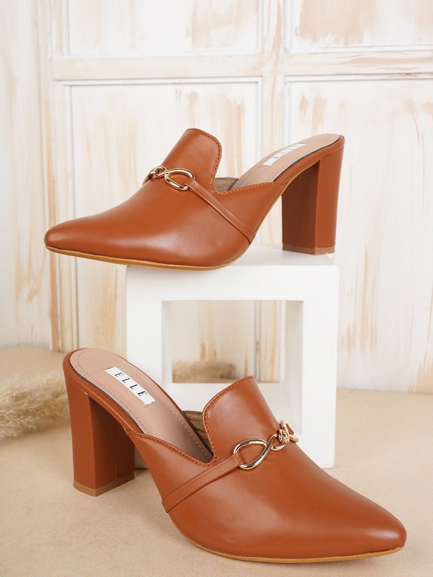 Elle Women's Tan Mule Shoes