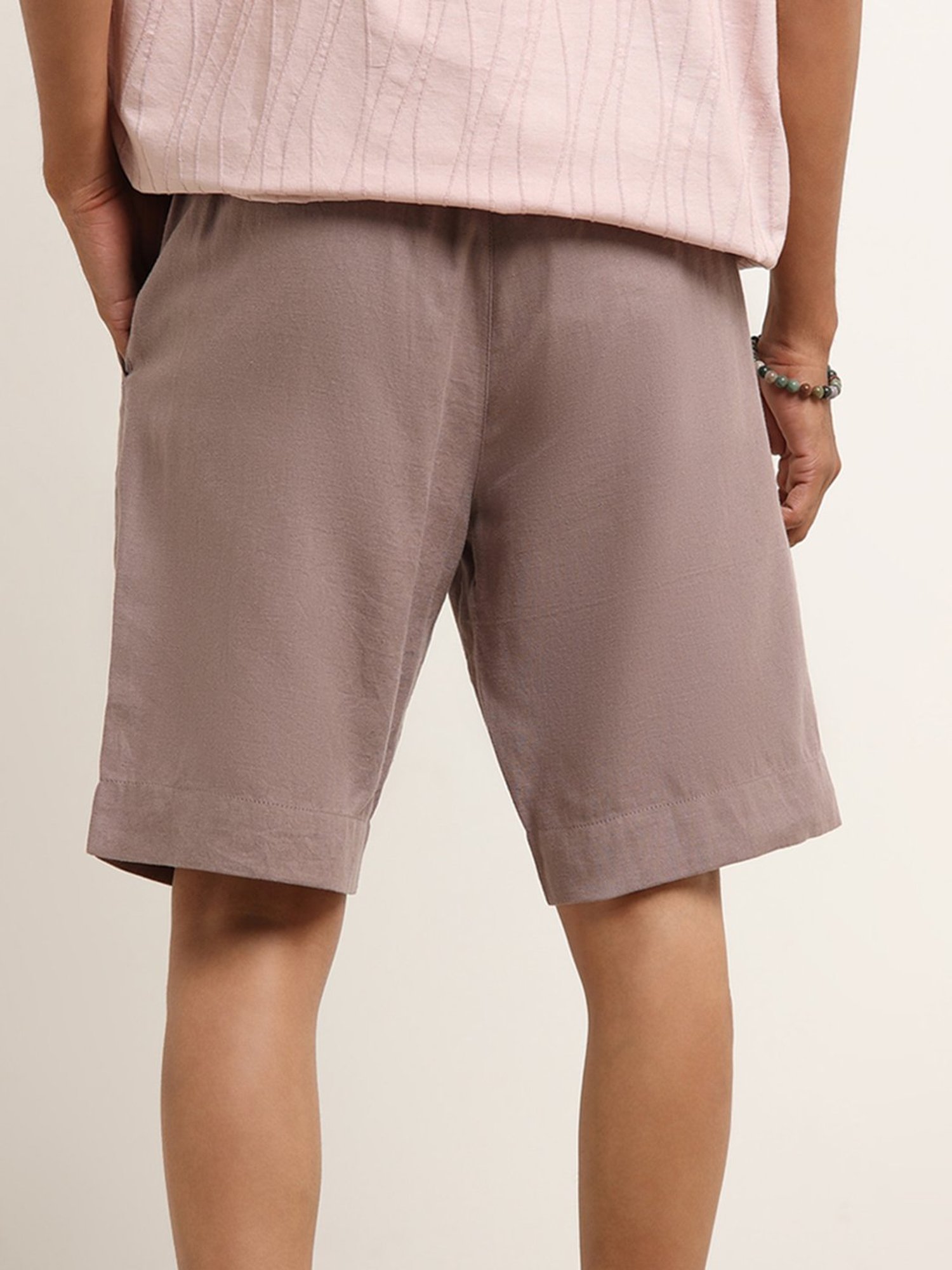 ETA by Westside Mauve Mid Rise Relaxed Fit Shorts