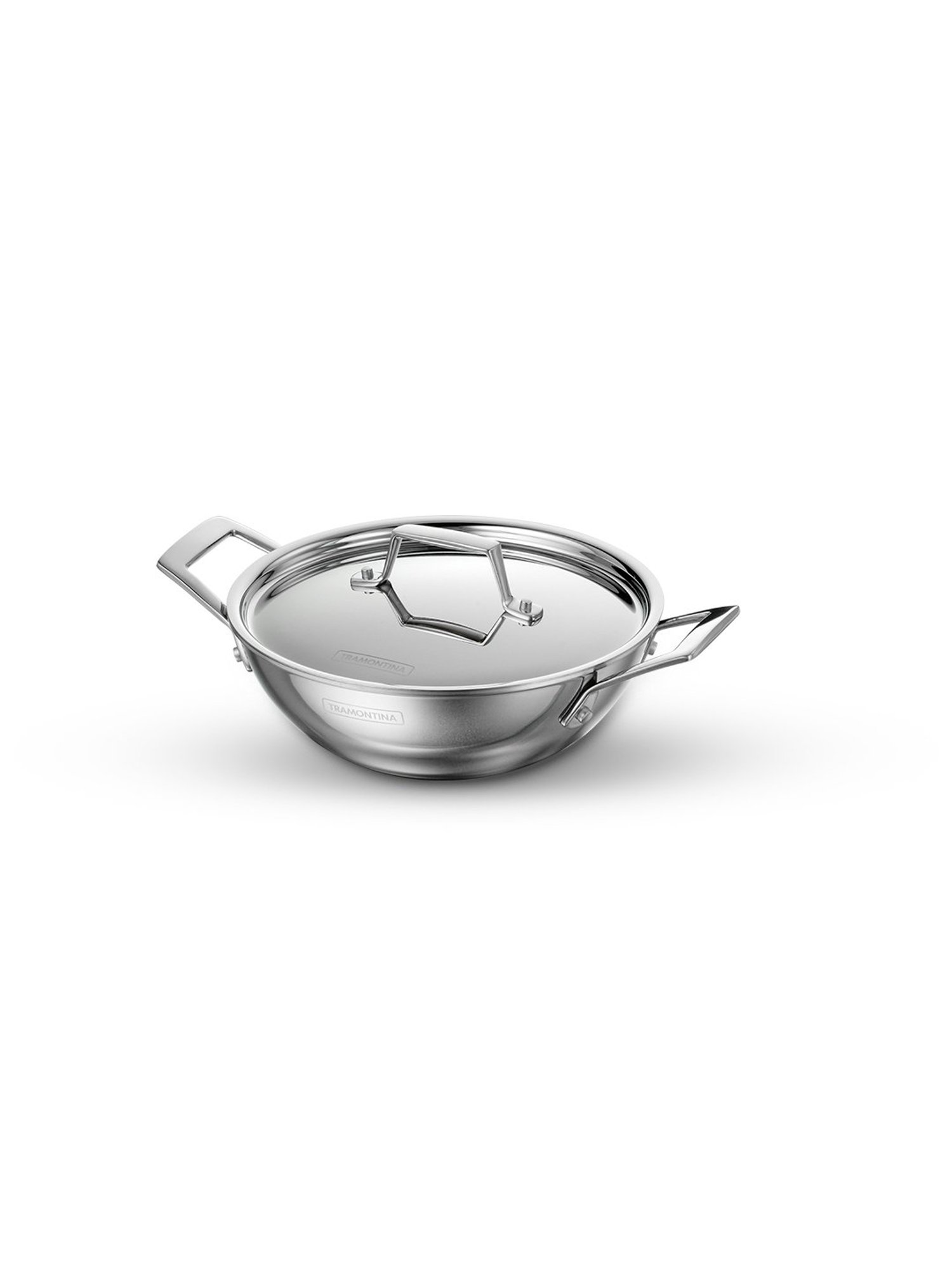 Tramontina Aeion Triply Non-Toxic Stainless Steel Kadai with lid 20cm/1.7L NSF Certified