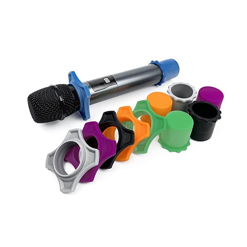 6 Sets Shakeproof Wireless Handheld Microphone Anti-rolling Mic Protection Silicone Ring & Bottom Rod Sleeve Holder Set for KTV Device, Multi-Colored(Total 12Pcs)